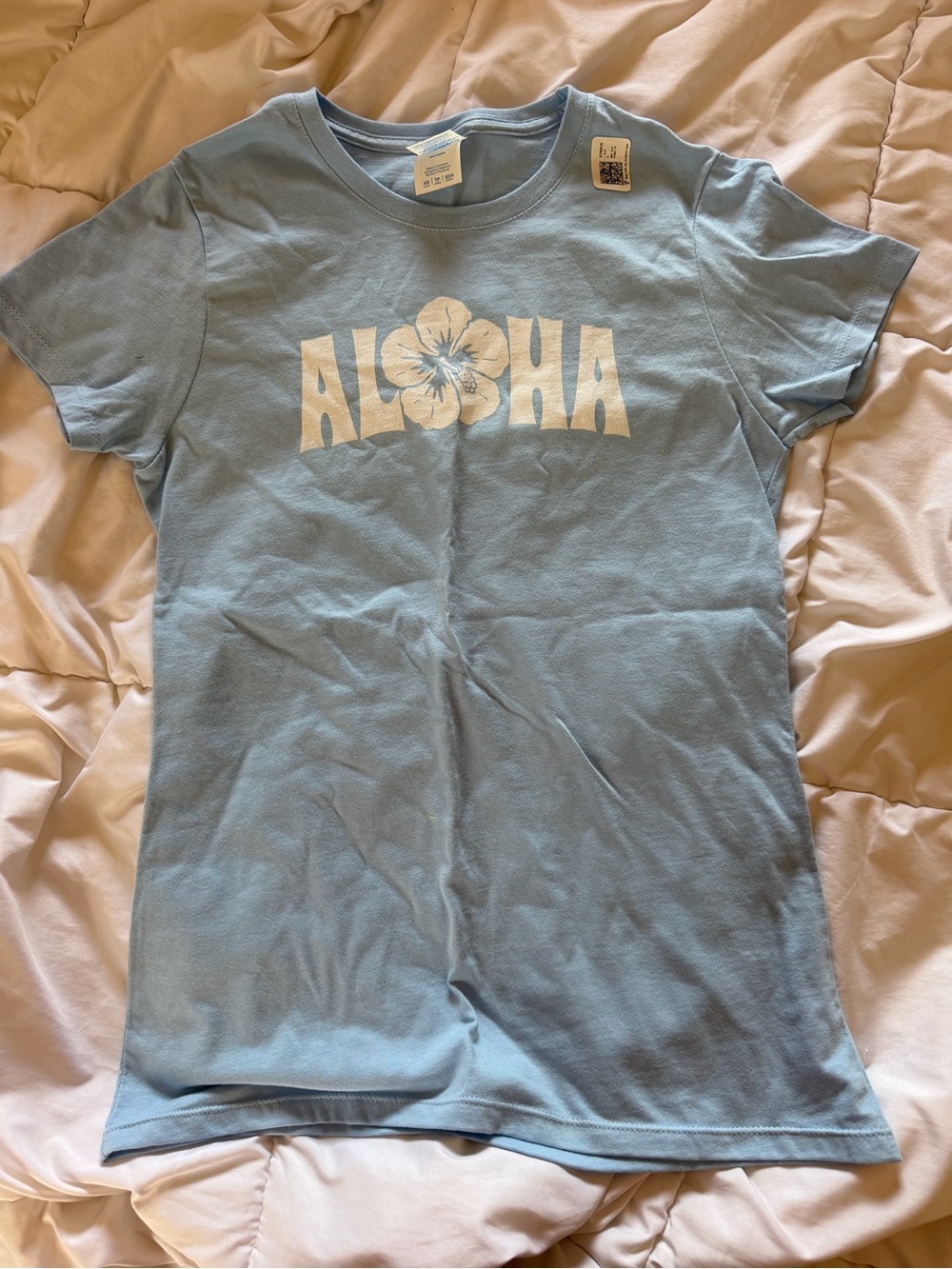 Aloha Graphic Tee - XS Light Blue